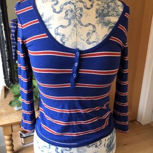 Blue Long Sleeve Button up Top